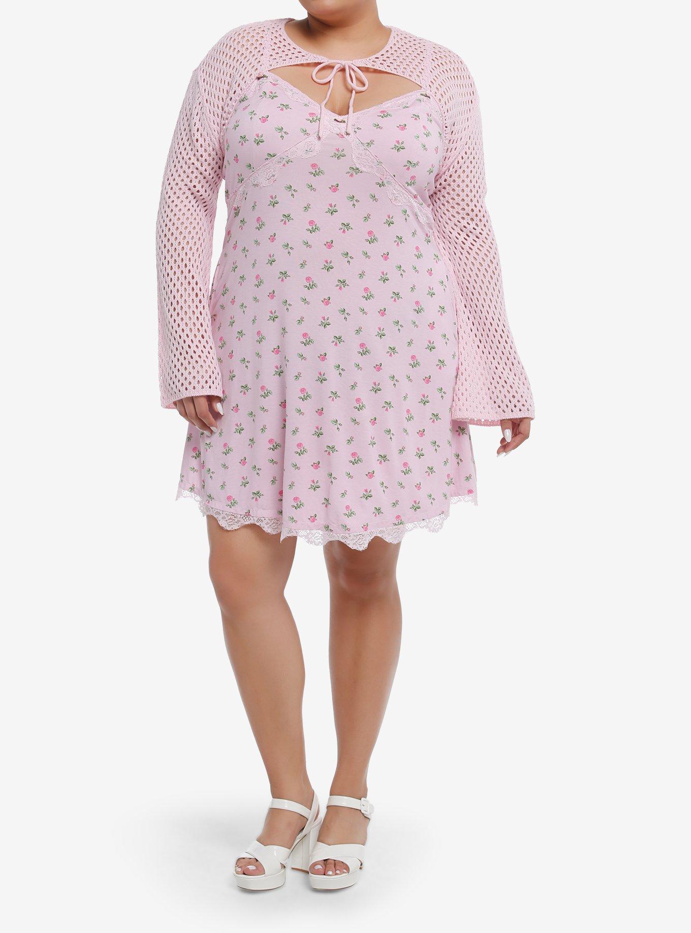 Sweet Society Pink Knit Bolero Girls Crop Shrug Plus Size, PINK, alternate