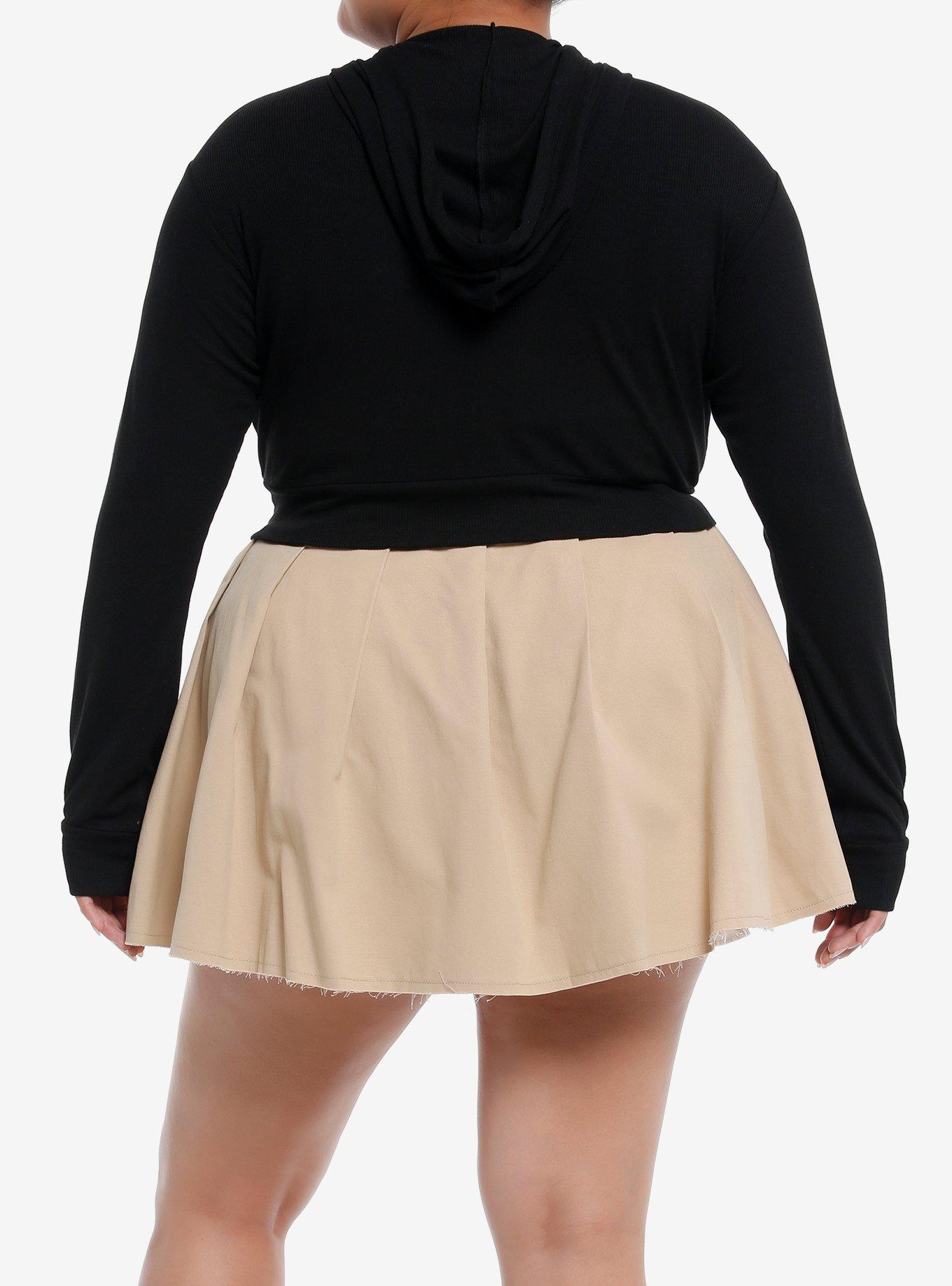 Social Collision® Skull & Roses Rhinestone Crop Girls Hoodie Plus Size