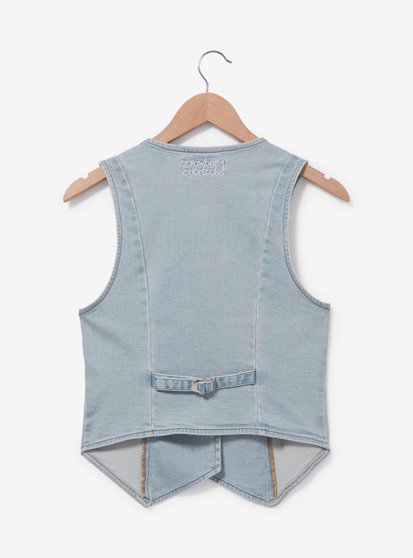 Strawberry Shortcake Floral Strawberry Women's Denim Vest - BoxLunch Exclusive, LIGHT BLUE, alternate