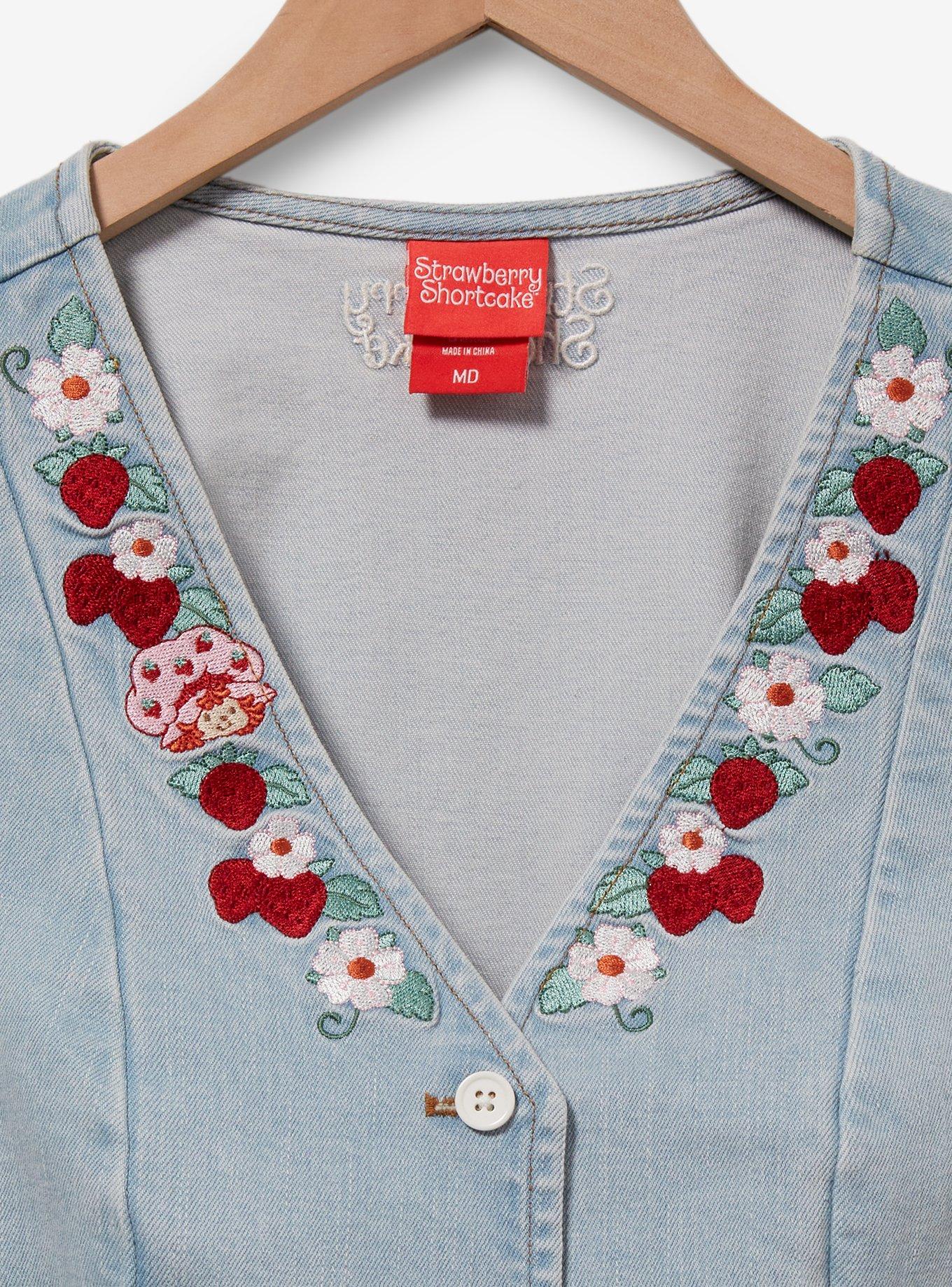 Strawberry Shortcake Floral Women's Denim Vest - BoxLunch Exclusive