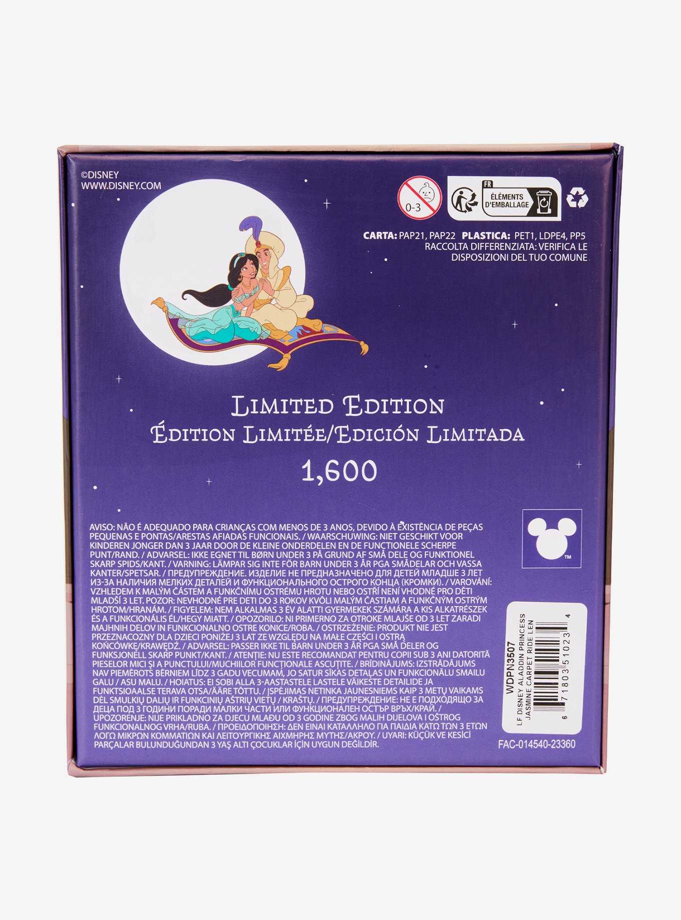 Loungefly Disney Aladdin Jasmine Lenticular Framed Limited Edition Enamel Pin, , hi-res