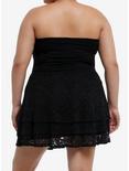 Black Lace Tiered Strapless Dress Plus Size, BLACK, alternate