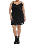 Black Celestial Lace Slip Dress Plus Size, GREY, alternate