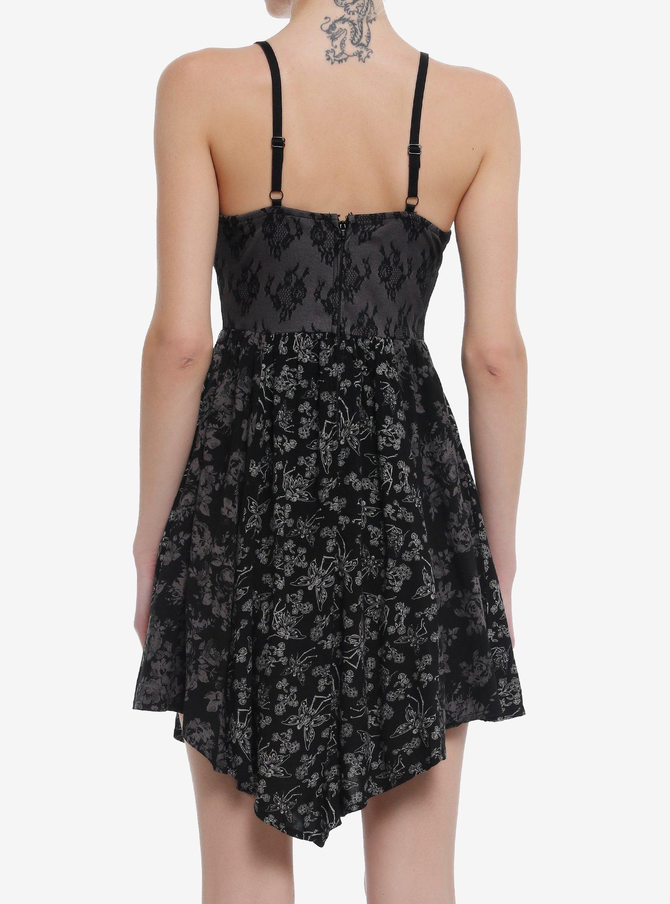 Cosmic Aura Skeleton Fairy Lace Hanky Hem Dress, GREY, alternate - view 3