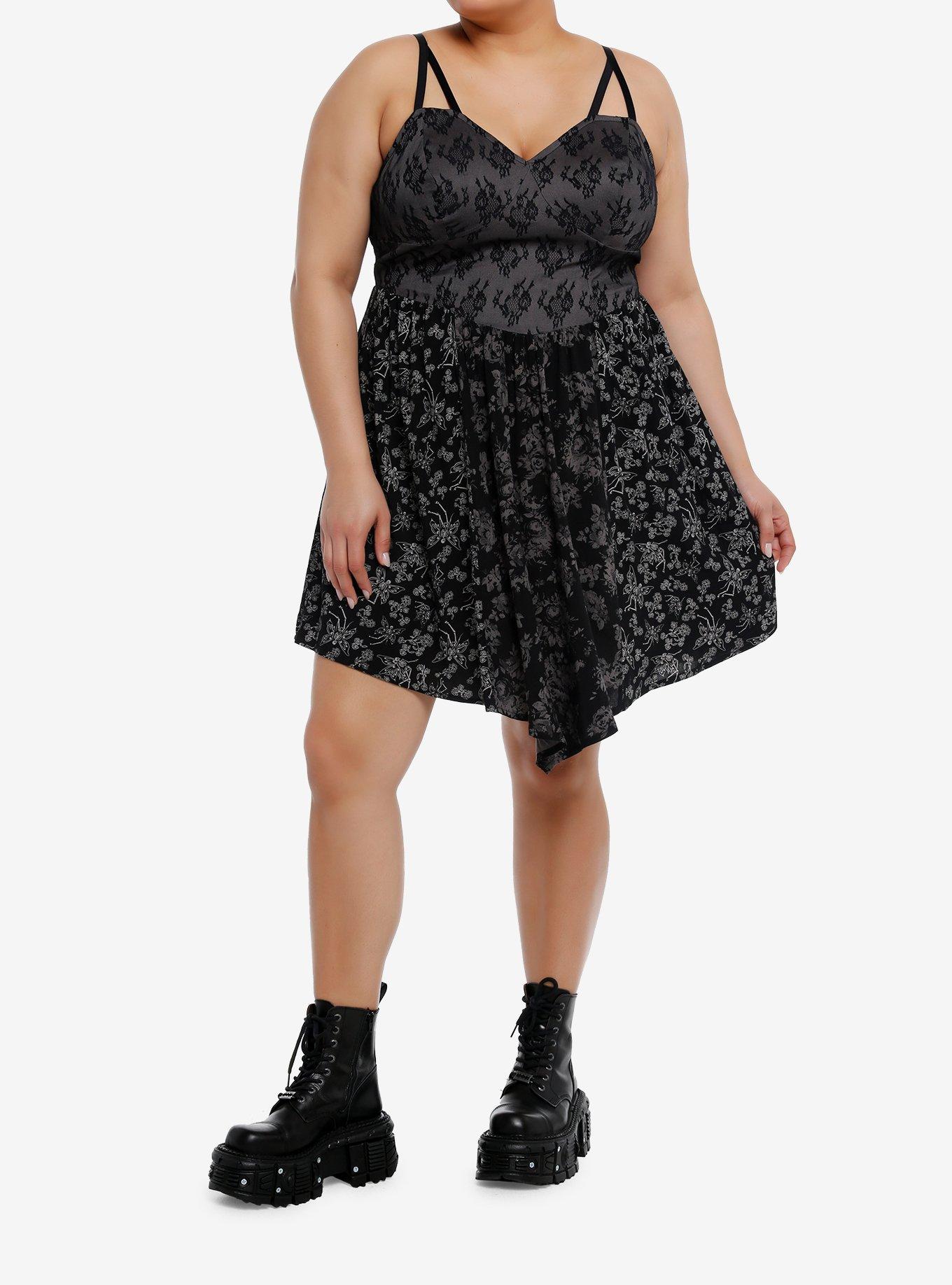 Cosmic Aura Skeleton Fairy Lace Hanky Hem Dress Plus