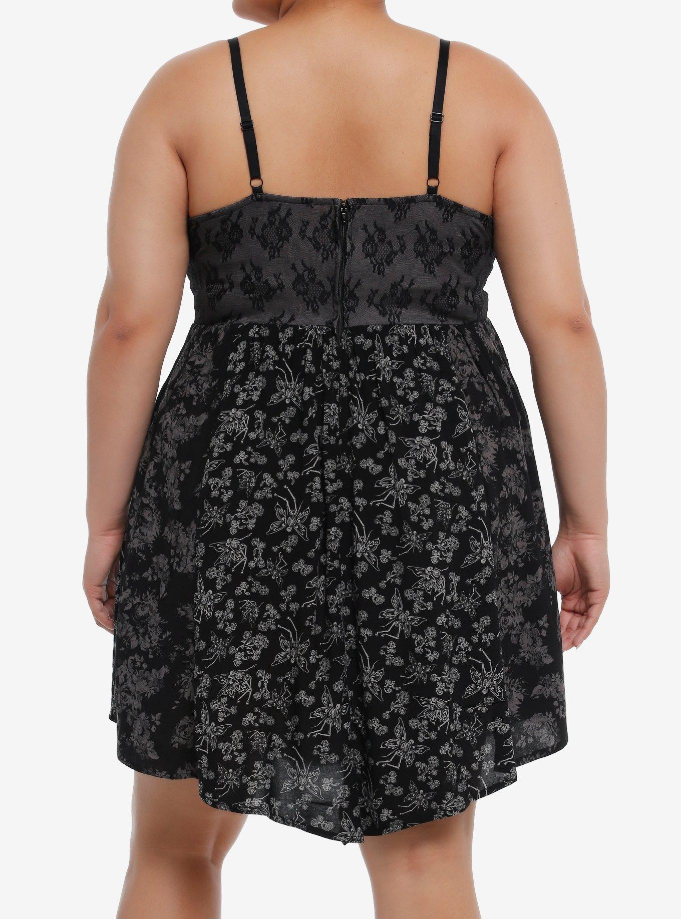 Cosmic Aura Skeleton Fairy Lace Hanky Hem Dress Plus Size, GREY, alternate