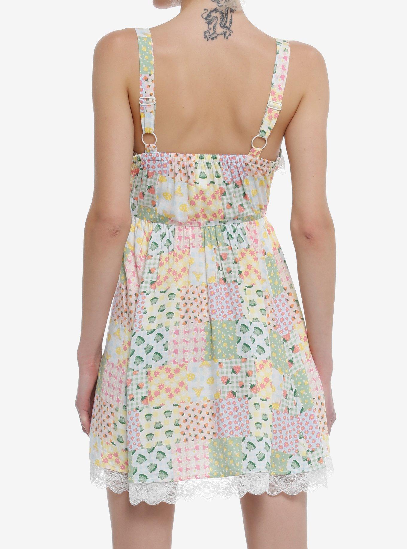 Thorn & Fable Floral Frog Patchwork Dress, , alternate