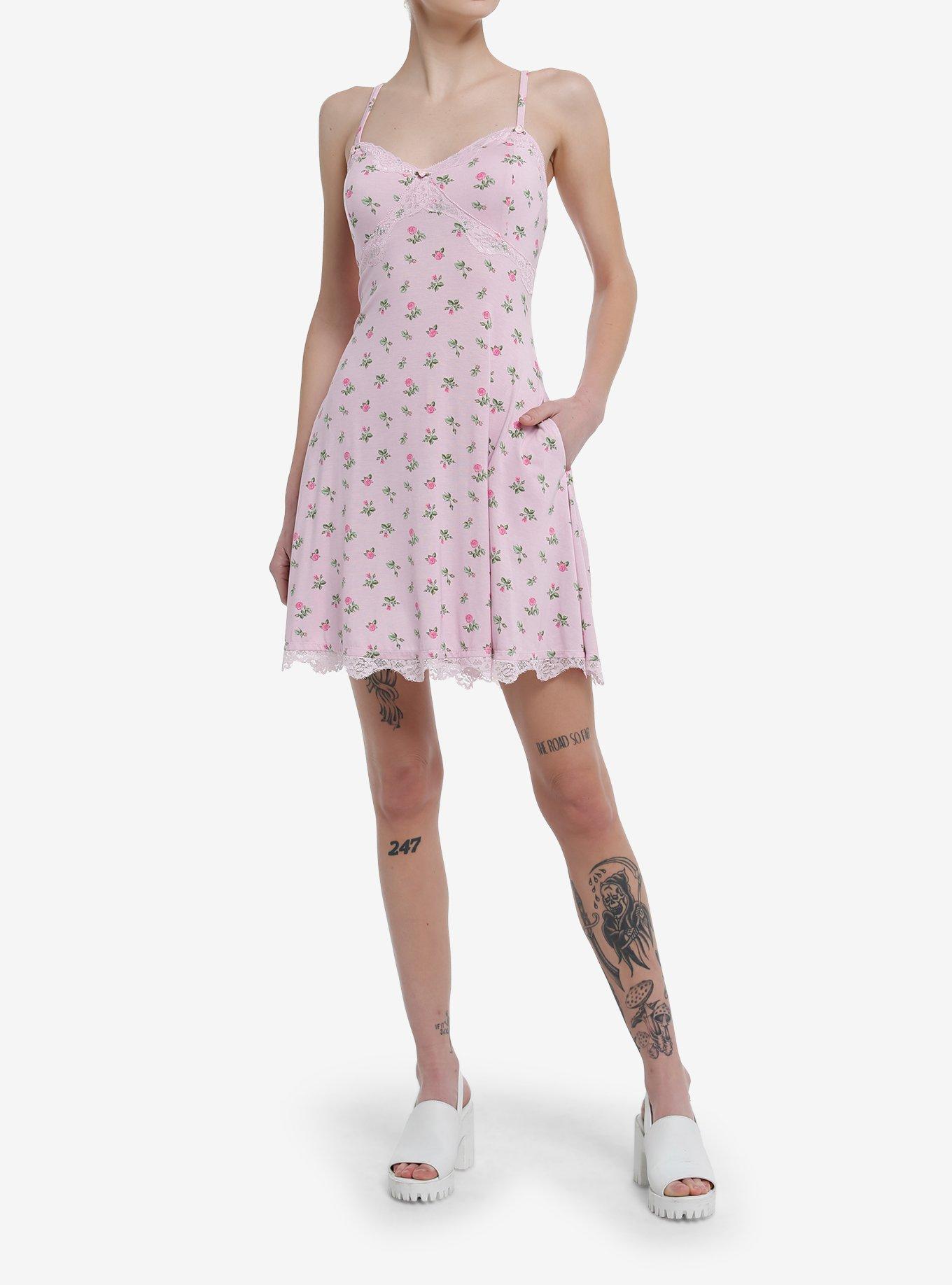 Sweet Society Pink Dainty Rose Slip Dress, PINK, alternate