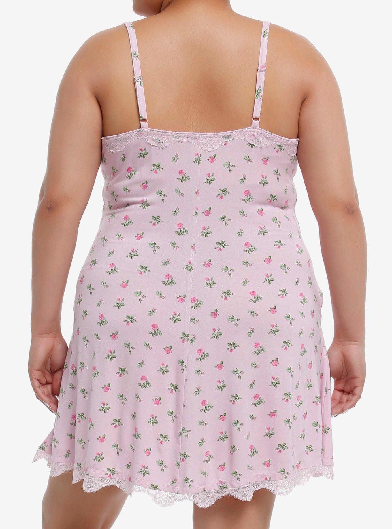 Sweet Society Pink Dainty Rose Slip Dress Plus Size, PINK, alternate