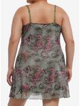 Sweet Society Pink & Green Butterfly Mesh Cami Dress Plus Size, PINK, alternate