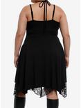 Black Tiered Ruched Halter Dress Plus Size, BLACK, alternate