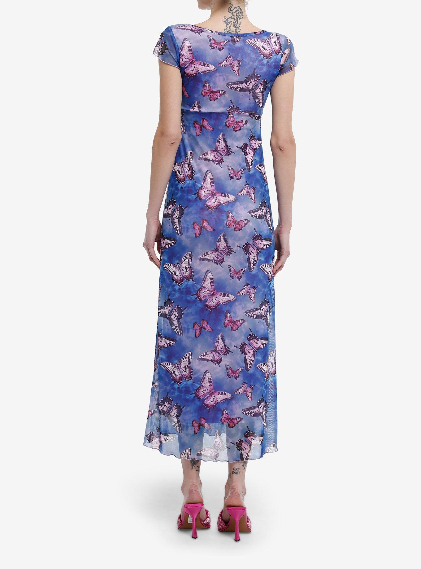 Sweet Society® Blue Butterfly Mesh Midi Dress, PINK, alternate