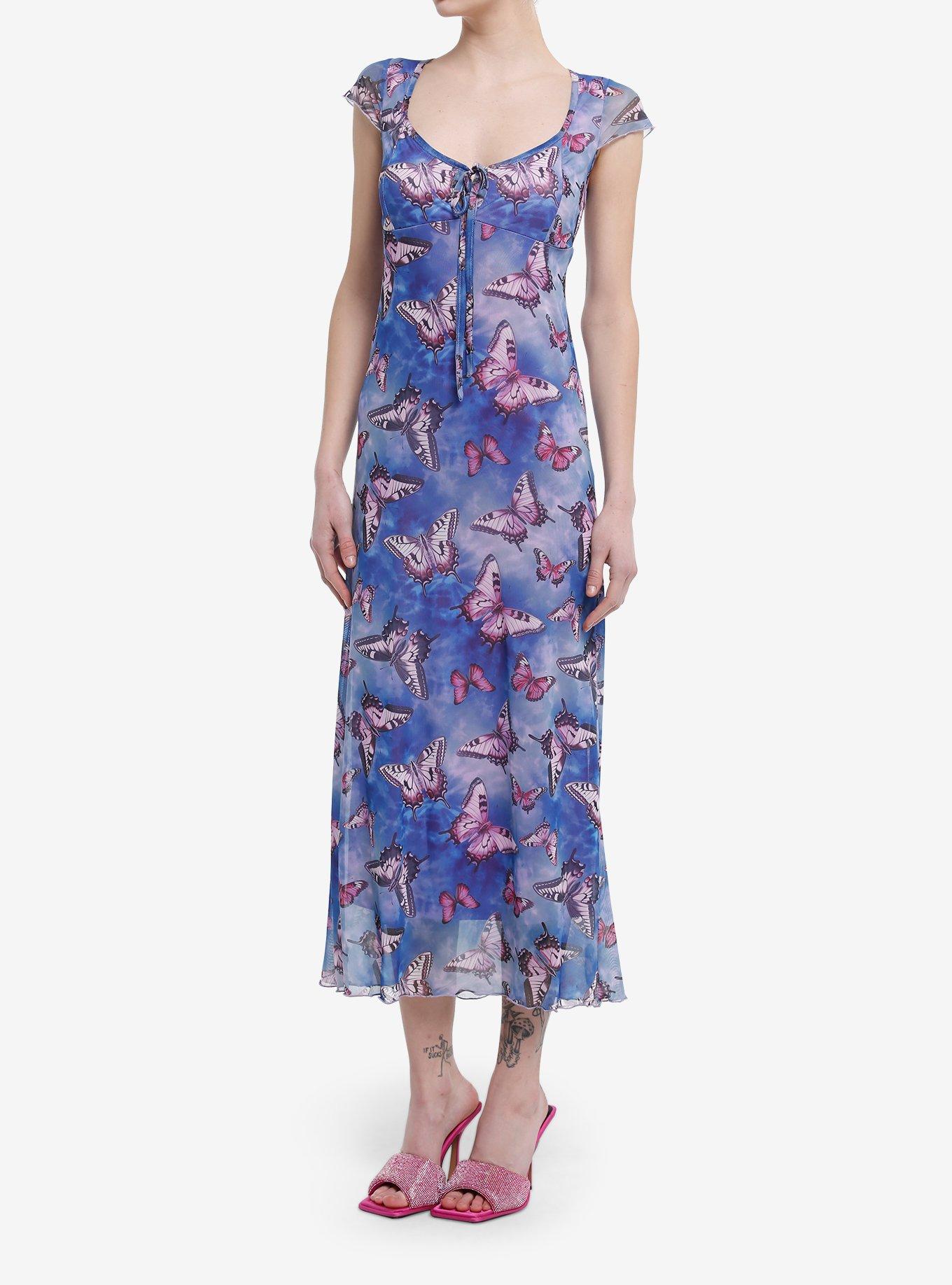 Sweet Society® Blue Butterfly Mesh Midi Dress, PINK, alternate
