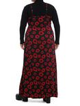 Black & Red Flower Twofer Turtleneck Maxi Dress Plus Size, RED, alternate