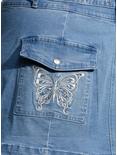 Sweet Society® Butterfly Rhinestone Denim Mini Skirt Plus Size, SILVER, alternate