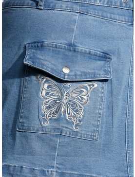 Sweet Society® Butterfly Rhinestone Denim Mini Skirt Plus Size, , hi-res
