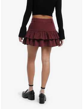 Burgundy Tiered Ruffle Skirt, , hi-res