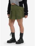 Green Cargo Pleated Skirt Plus Size, GREEN, alternate