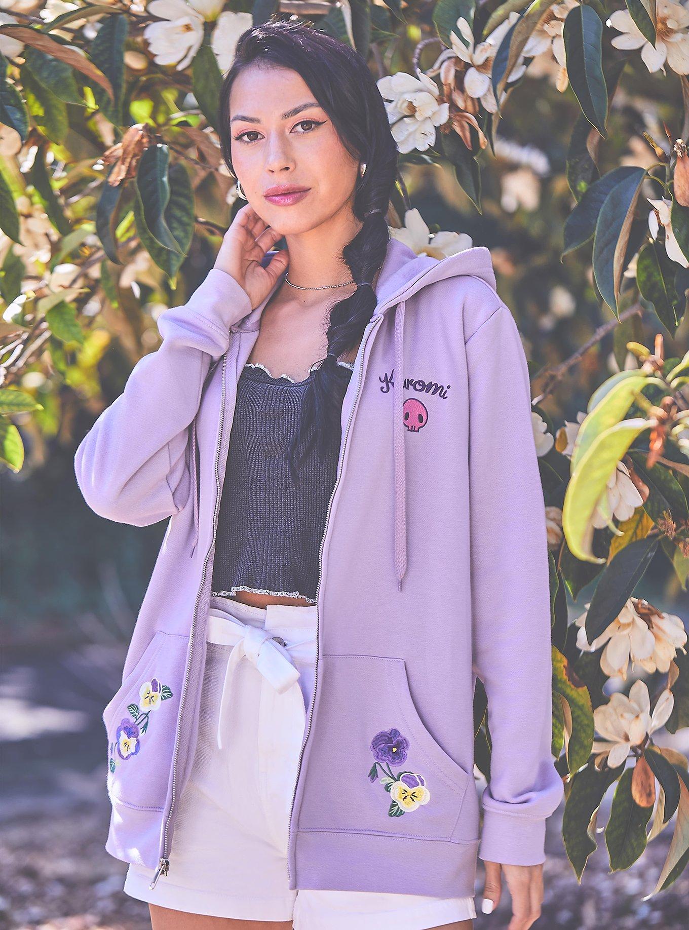 Sanrio Kuromi Floral Zippered Hoodie - BoxLunch Exclusive, LILAC, alternate