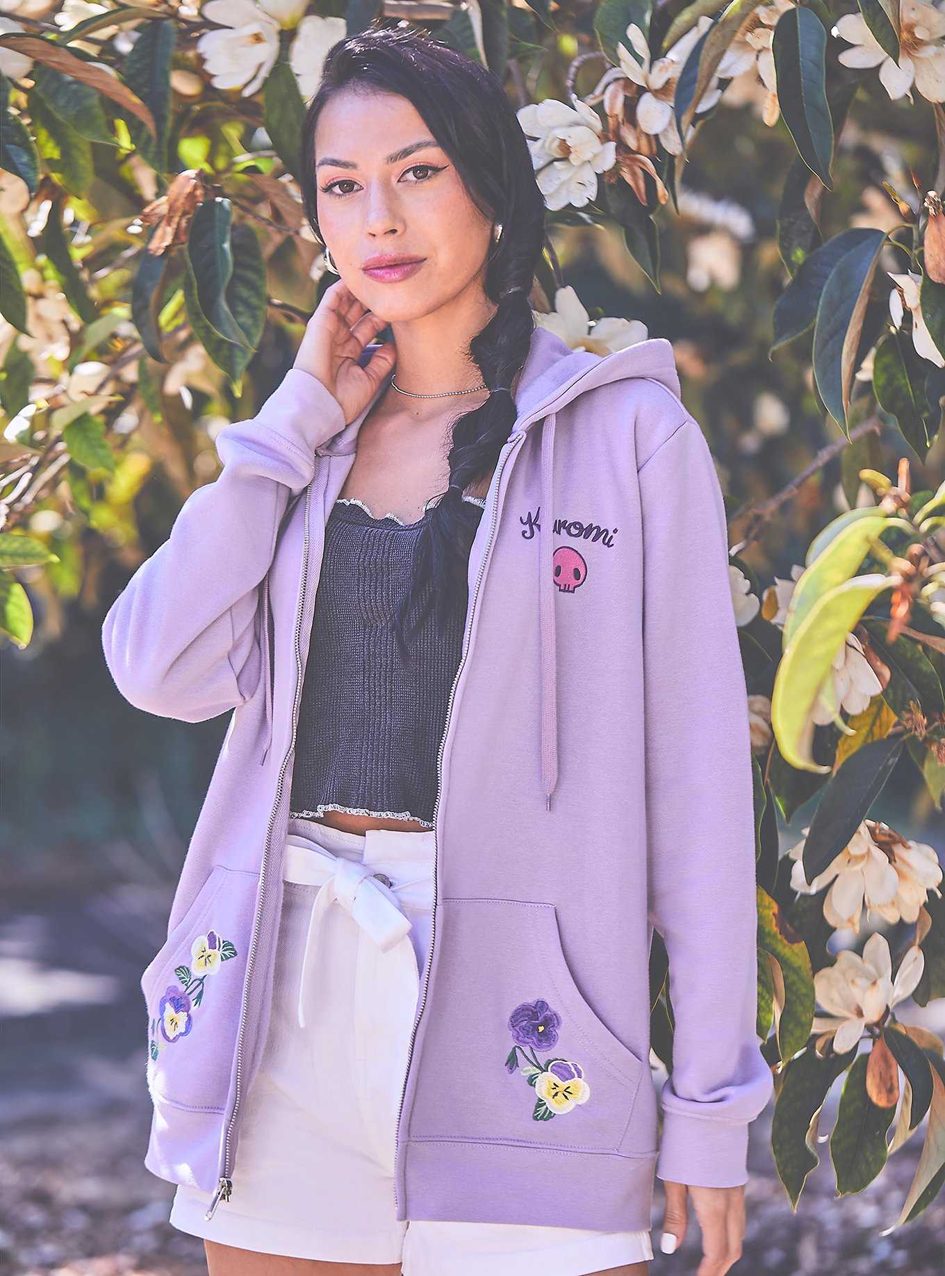 Sanrio Kuromi Floral Zippered Hoodie - BoxLunch Exclusive, , hi-res