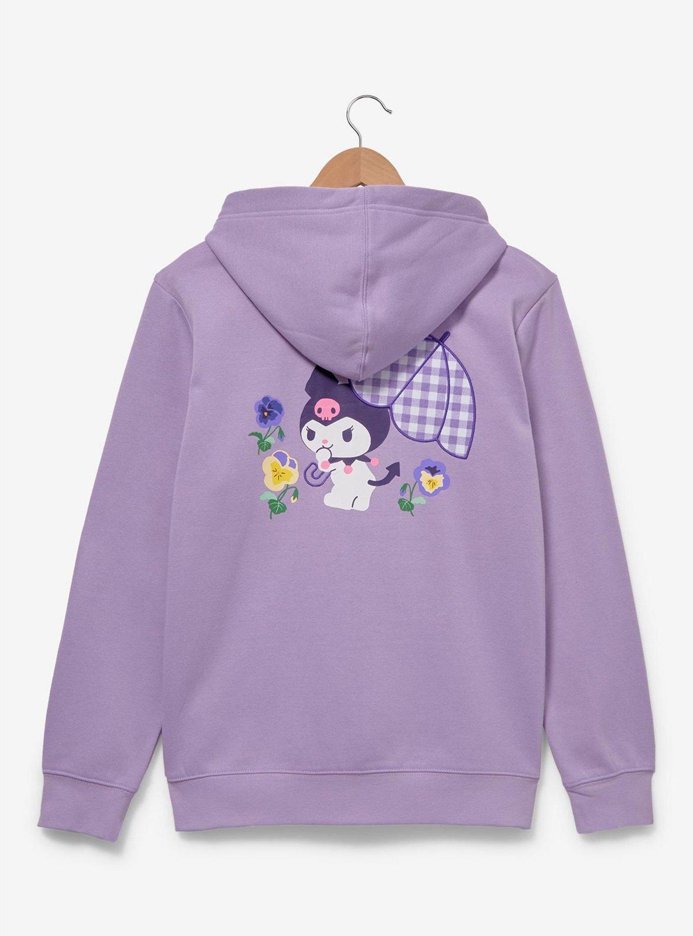 Sanrio Kuromi Floral Zippered Hoodie - BoxLunch Exclusive, LILAC, alternate