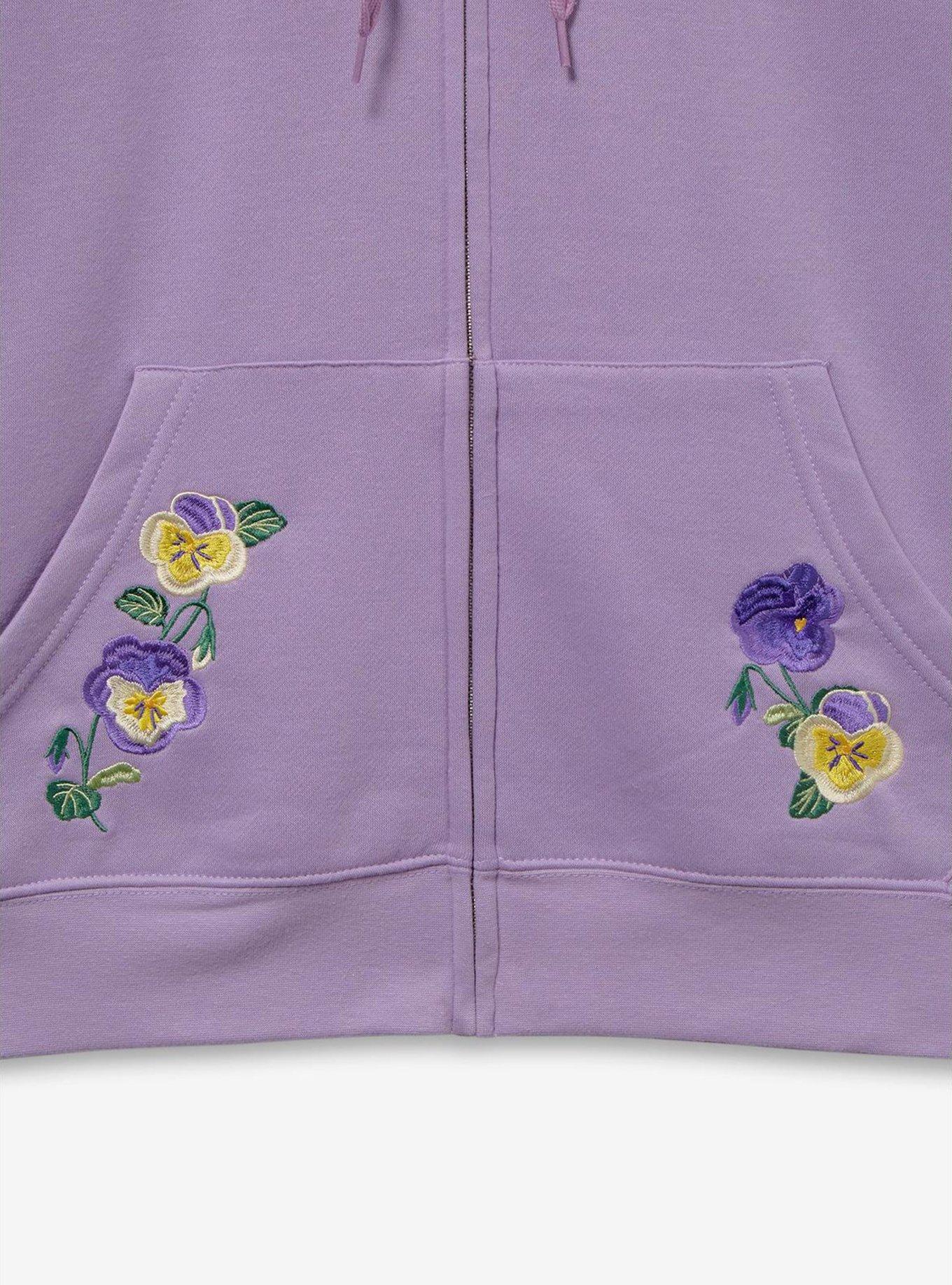 Sanrio Kuromi Floral Zippered Hoodie - BoxLunch Exclusive, LILAC, alternate