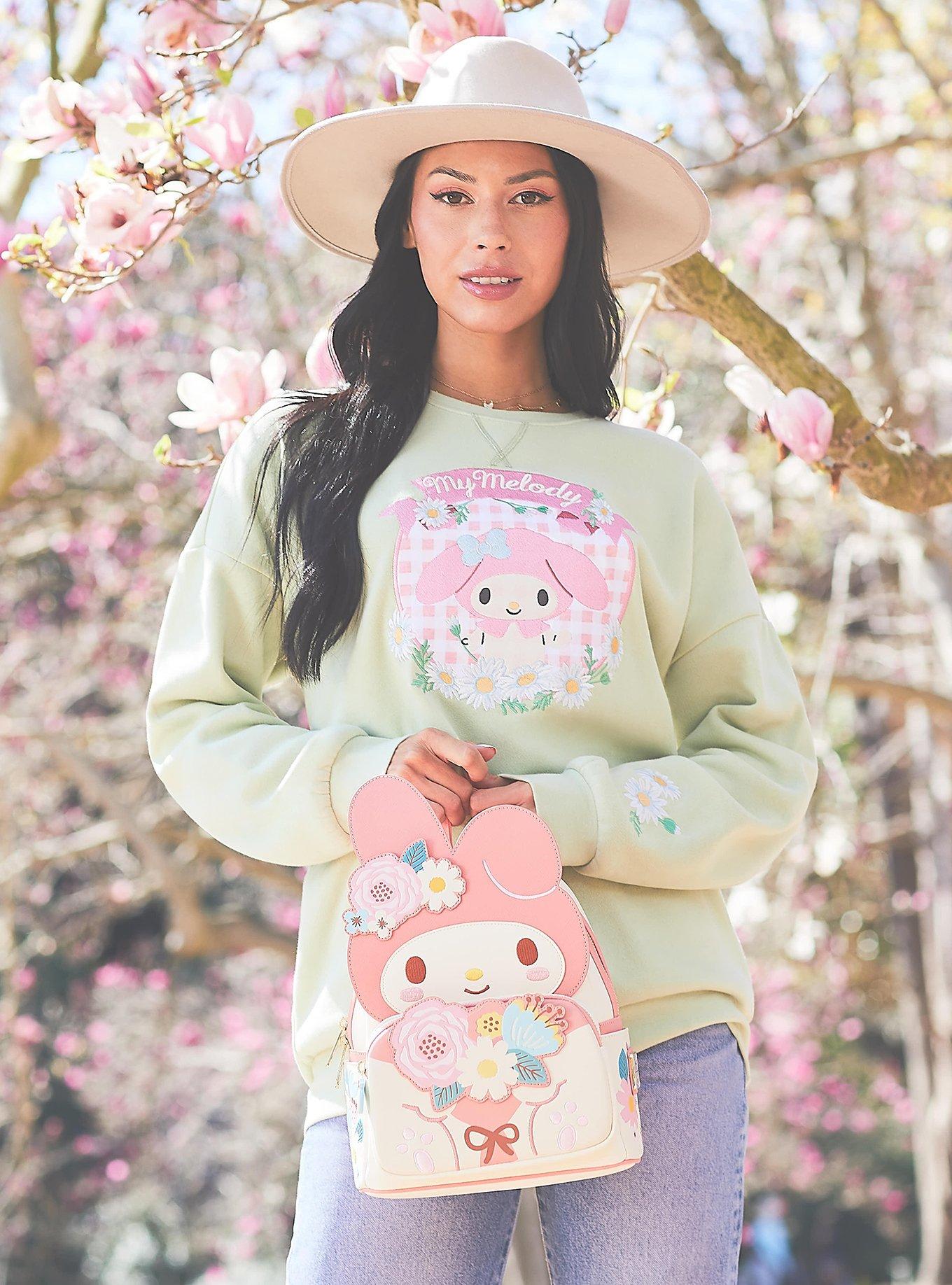 Sanrio My Melody Floral Crewneck — BoxLunch Exclusive, LIGHT GREEN, alternate