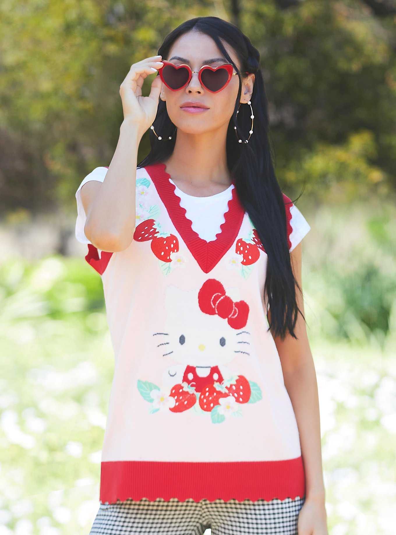 Sanrio Hello Kitty Strawberry Floral Women's Vest — BoxLunch Exclusive, , hi-res