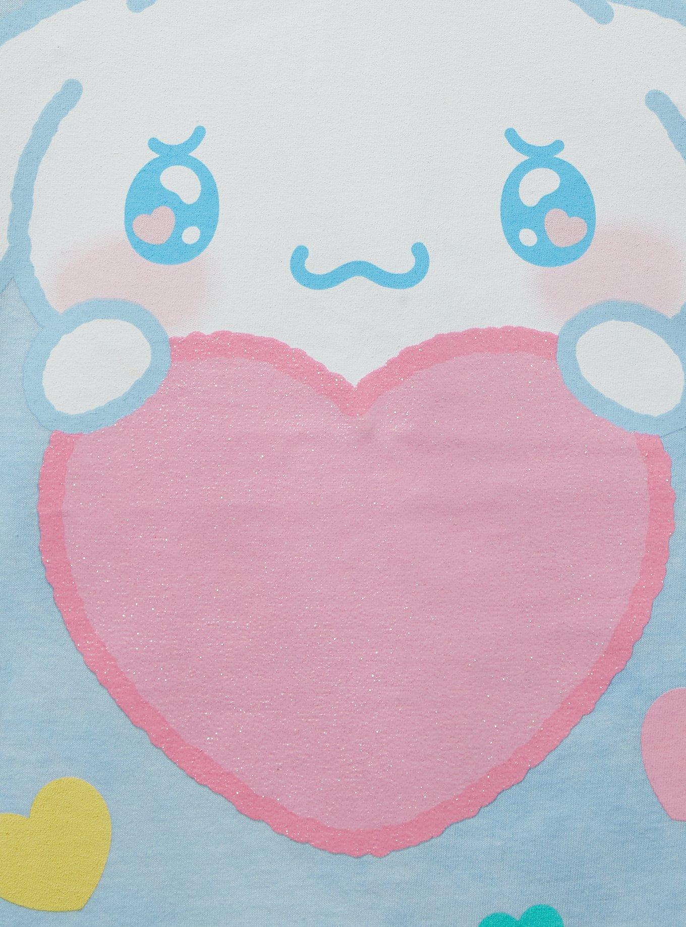 Sanrio Emo-Kyun Cinnamoroll Glitter Heart Women's T-Shirt - BoxLunch Exclusive, LIGHT BLUE, alternate