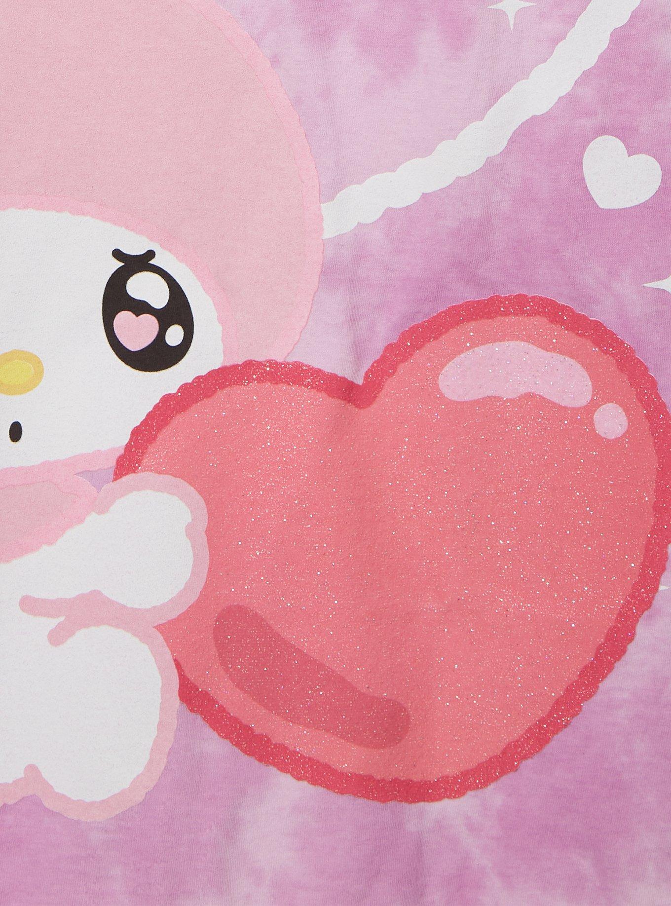 Sanrio Emo-Kyun My Melody Glitter Heart Women's T-Shirt - BoxLunch Exclusive, LIGHT PINK, alternate