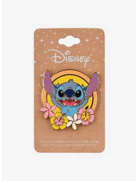 Disney Lilo & Stitch Floral Frame Stitch Enamel Pin - BoxLunch Exclusive, , hi-res