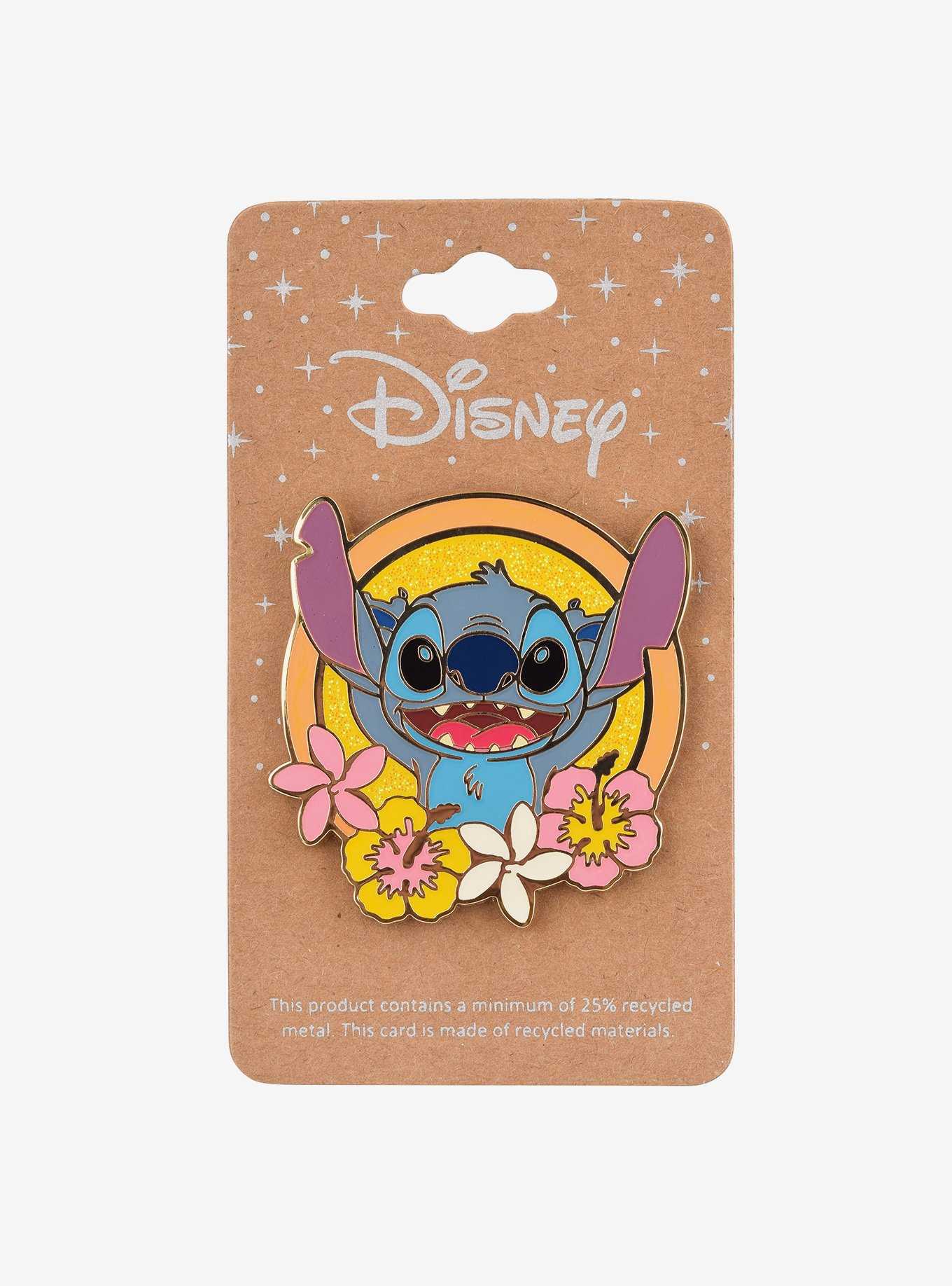 Disney Lilo & Stitch Floral Frame Stitch Enamel Pin - BoxLunch Exclusive, , hi-res