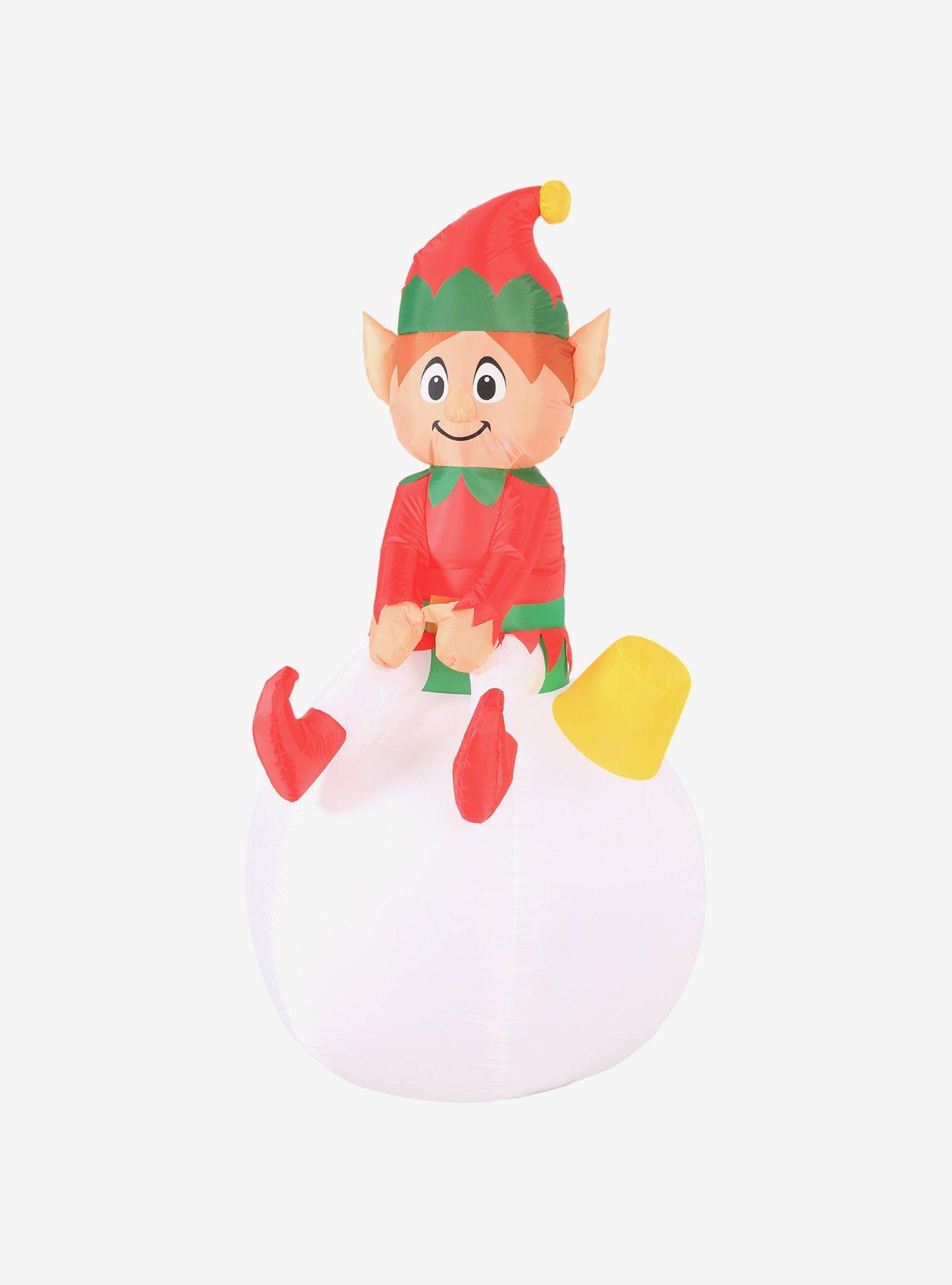 Elf on Ornament Swirling Lights Airblown, , alternate