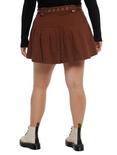 Brown Low-Rise Button Skirt With Belt Plus Size, BROWN, alternate