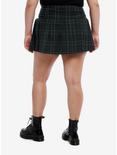 Social Collision® Green Plaid Grommet Low Rise Pleated Skirt Plus Size, BLACK, alternate