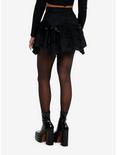 Black Lace-Up Tiered Hanky Hem Skirt, BLACK, alternate