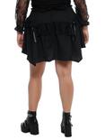 Black Lace-Up Tiered Hanky Hem Skirt Plus Size, BLACK, alternate