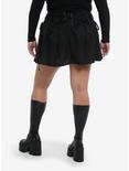 Black Lace-Up Waistband Pleated Mini Skirt Plus Size, BLACK, alternate