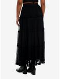 Black Lace Tiered Maxi Skirt, BLACK, alternate
