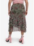 Sweet Society Butterfly Mesh Mermaid Tiered Midi Skirt Plus Size, PINK, alternate