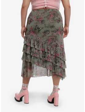 Sweet Society Butterfly Mesh Mermaid Tiered Midi Skirt Plus Size, , hi-res