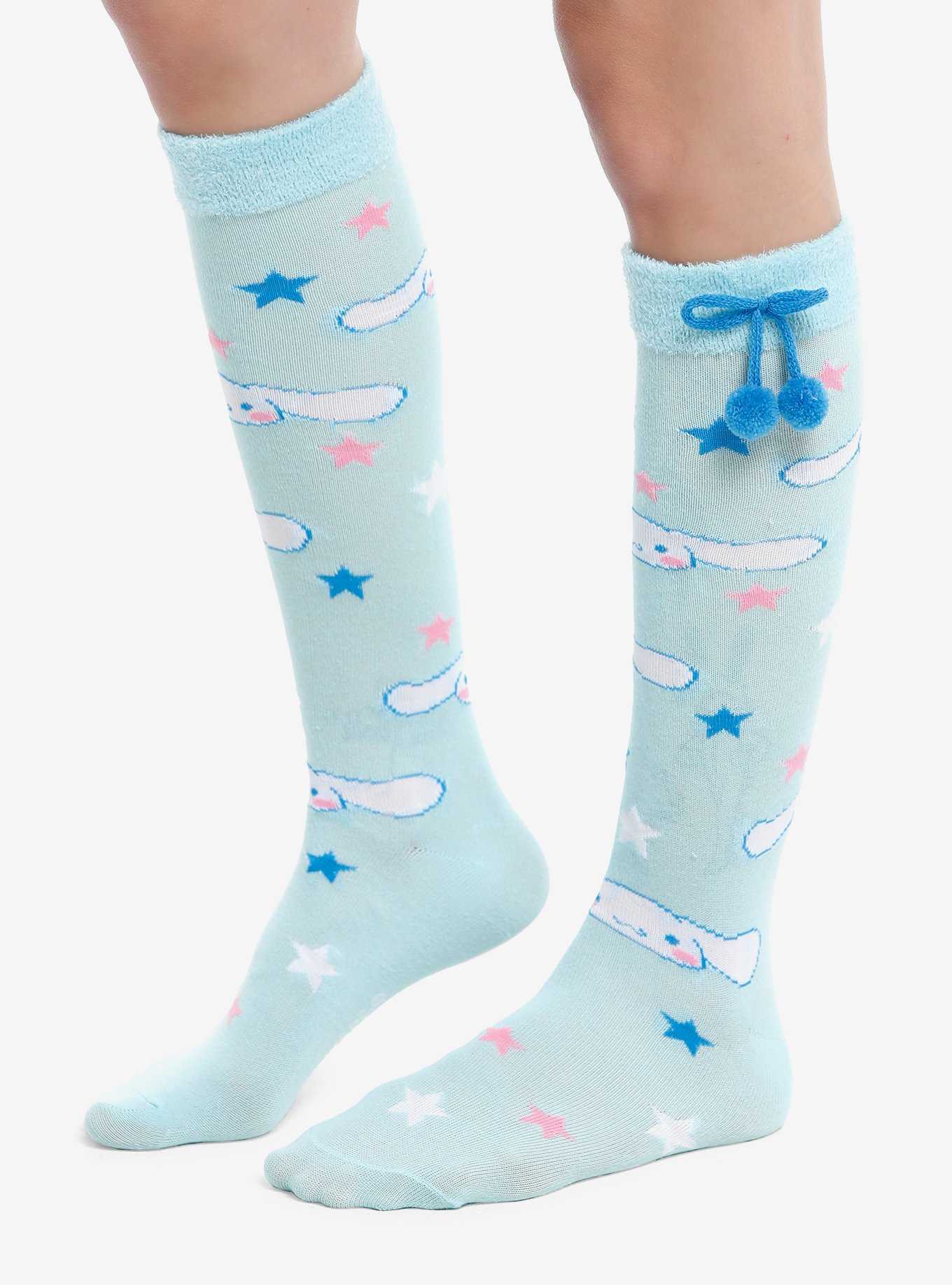 Cinnamoroll Stars Pom Knee-High Socks, , hi-res