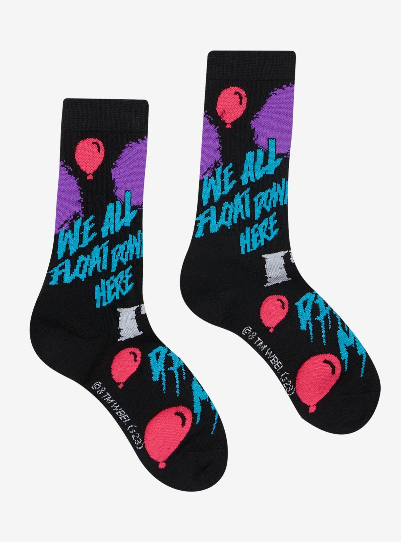 IT Neon Pennywise Black Light Crew Socks, , hi-res