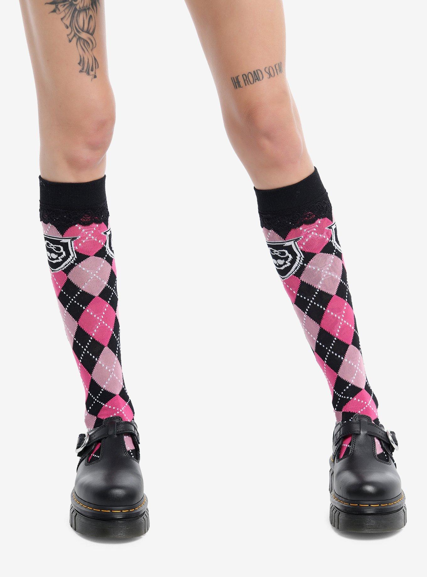 Monster High Lace Argyle Knee-High Socks, , alternate