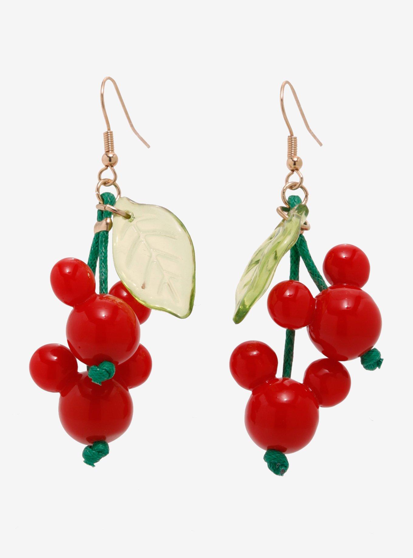 Her Universe Disney Mickey Mouse Cherries Drop Earrings, , alternate