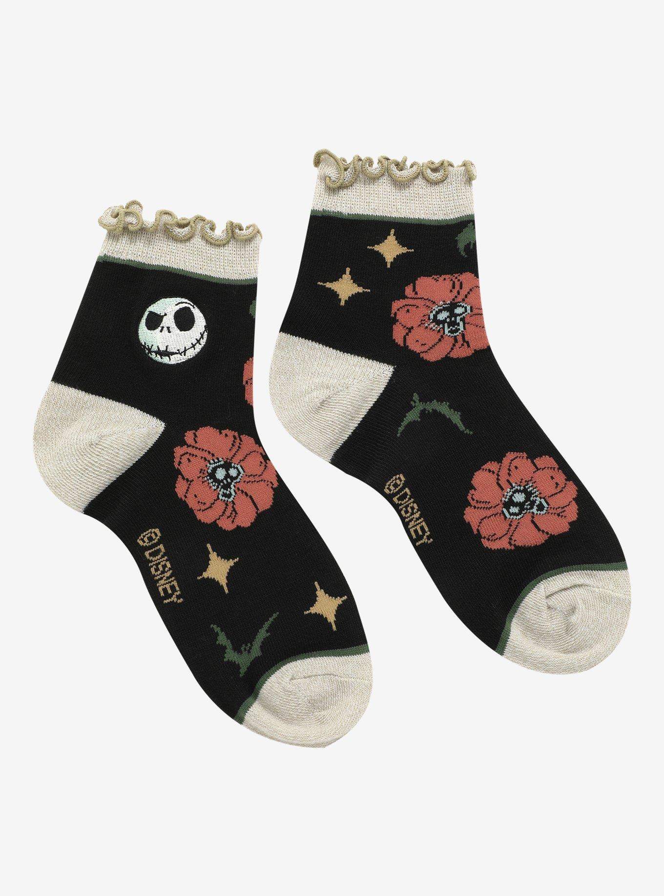 The Nightmare Before Christmas Floral Ruffle Ankle Socks, , alternate