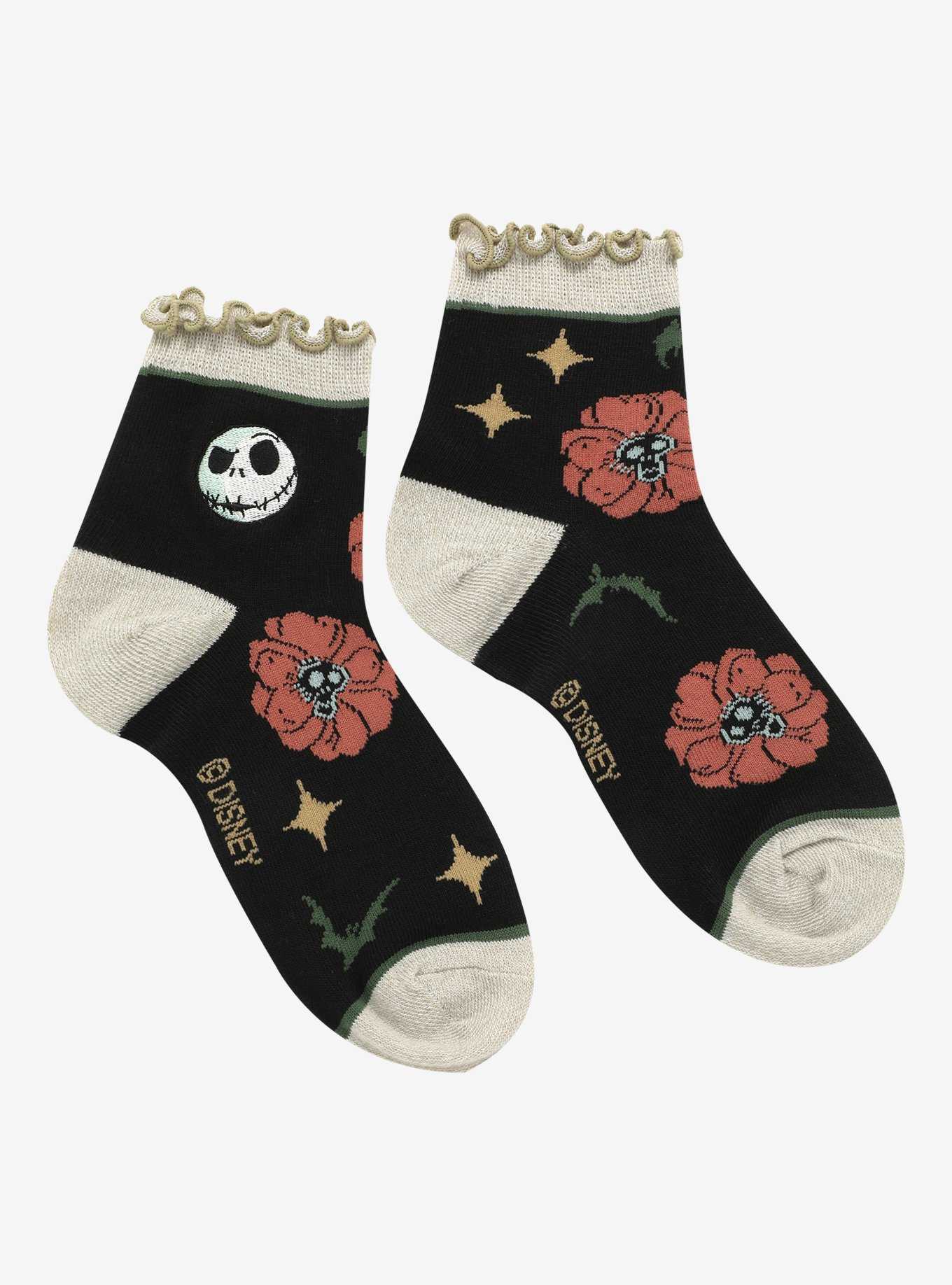 The Nightmare Before Christmas Floral Ruffle Ankle Socks, , hi-res