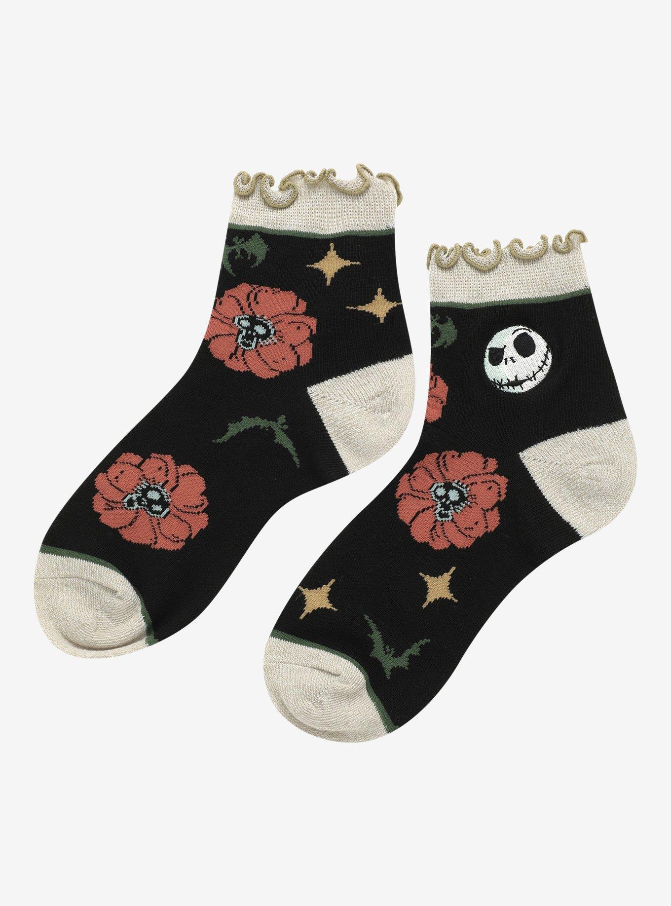 The Nightmare Before Christmas Floral Ruffle Ankle Socks, , alternate