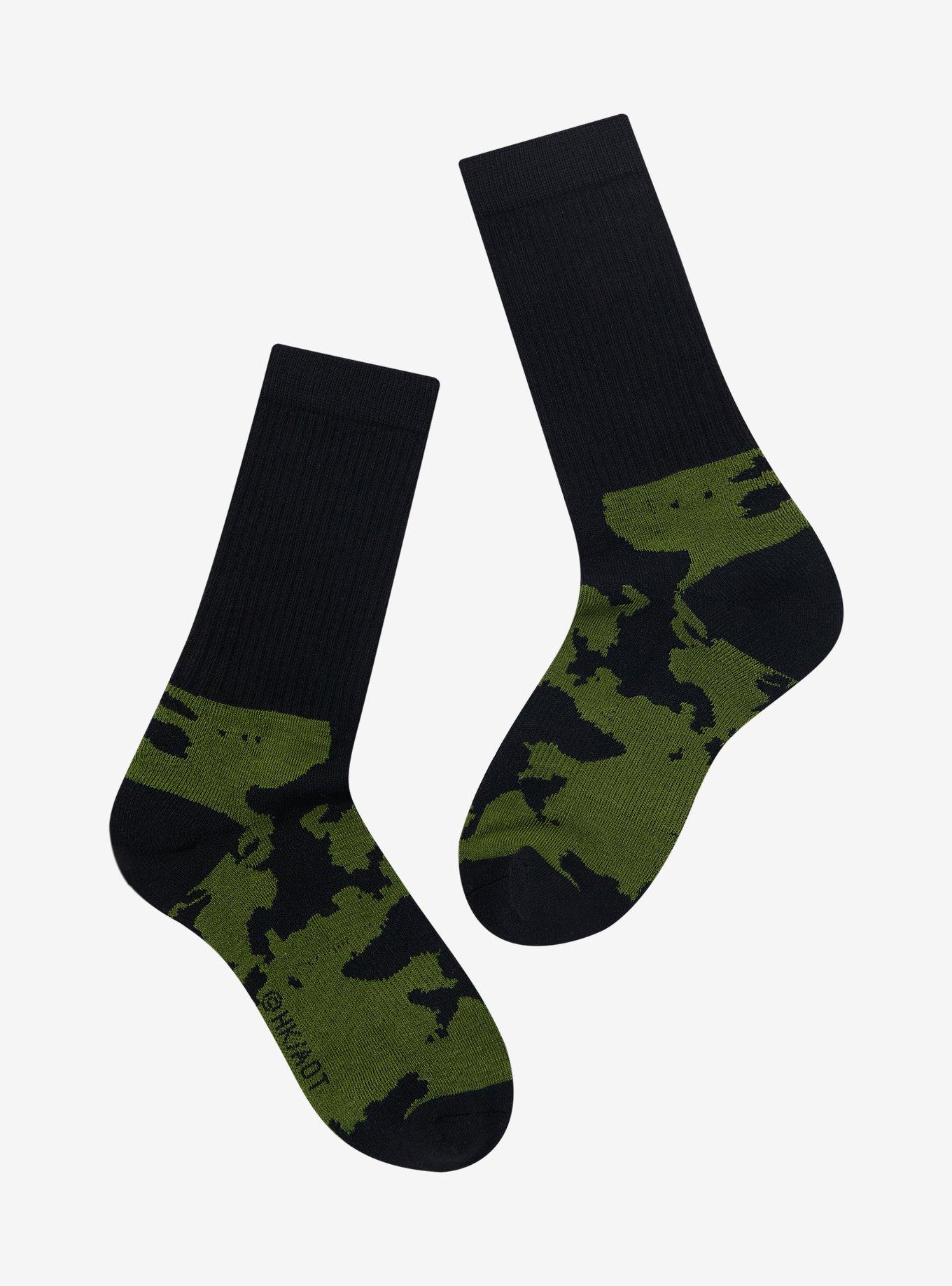 Attack On Titan Green Wash Crew Socks, , alternate