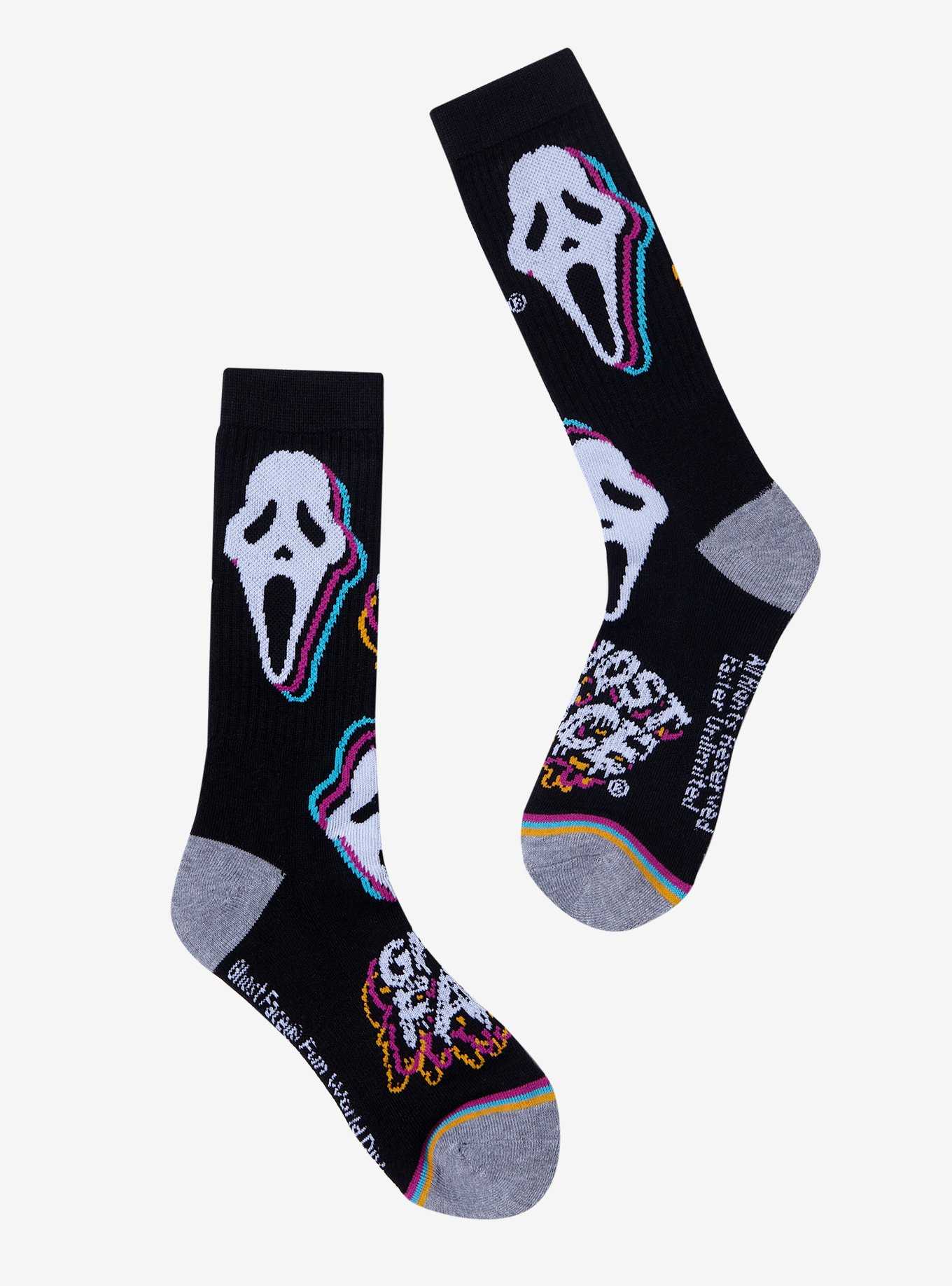 Scream Ghost Face Mask Crew Socks, , hi-res